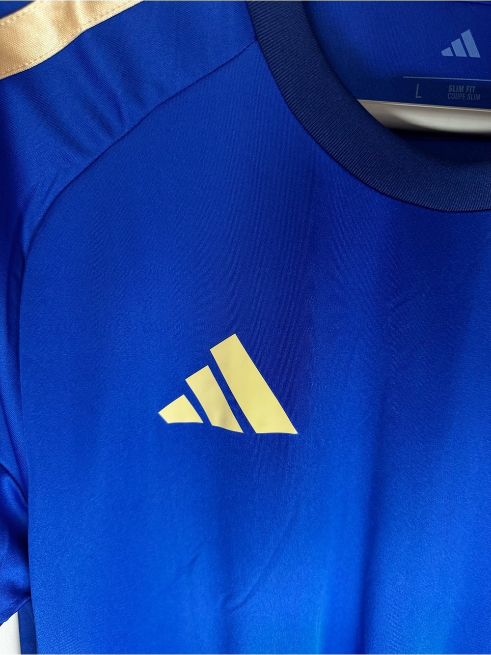 adidas Blue Italy National Soccer Jersey with Gold Stripes - Picture 5 of 5